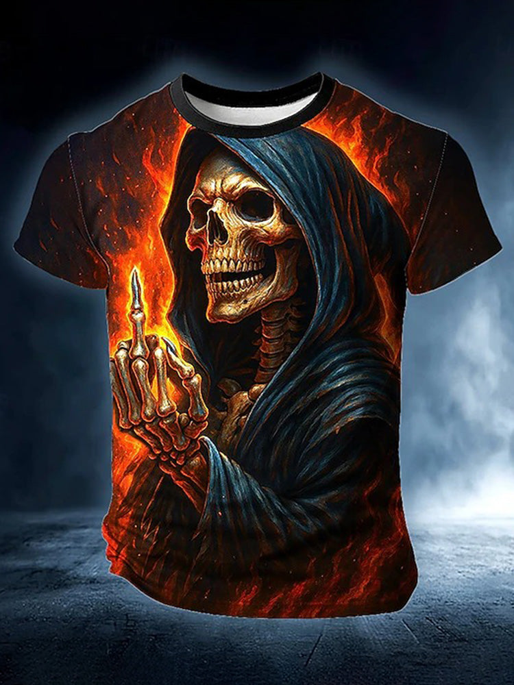 Men's Retro Halloween Skull Print T-shirt
