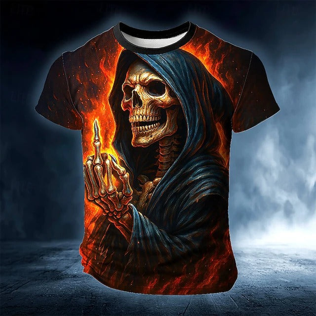Men's Retro Halloween Skull Print T-shirt