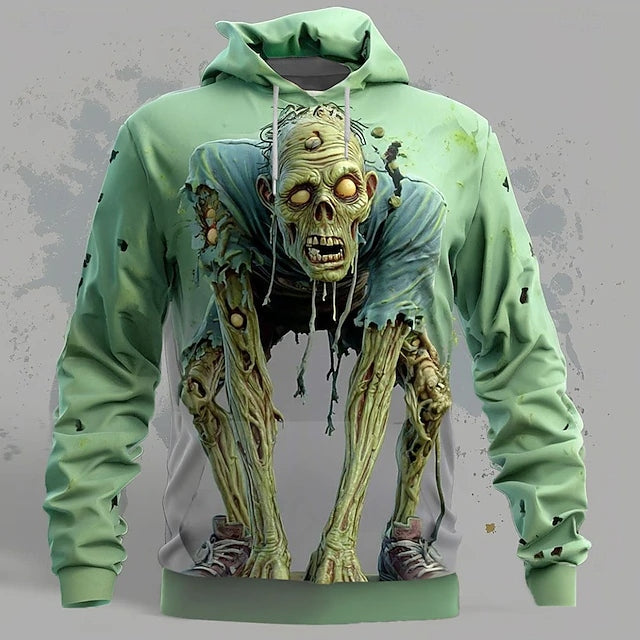 Men's Halloween Optical Illusion Zombies 3d Print Hoodie