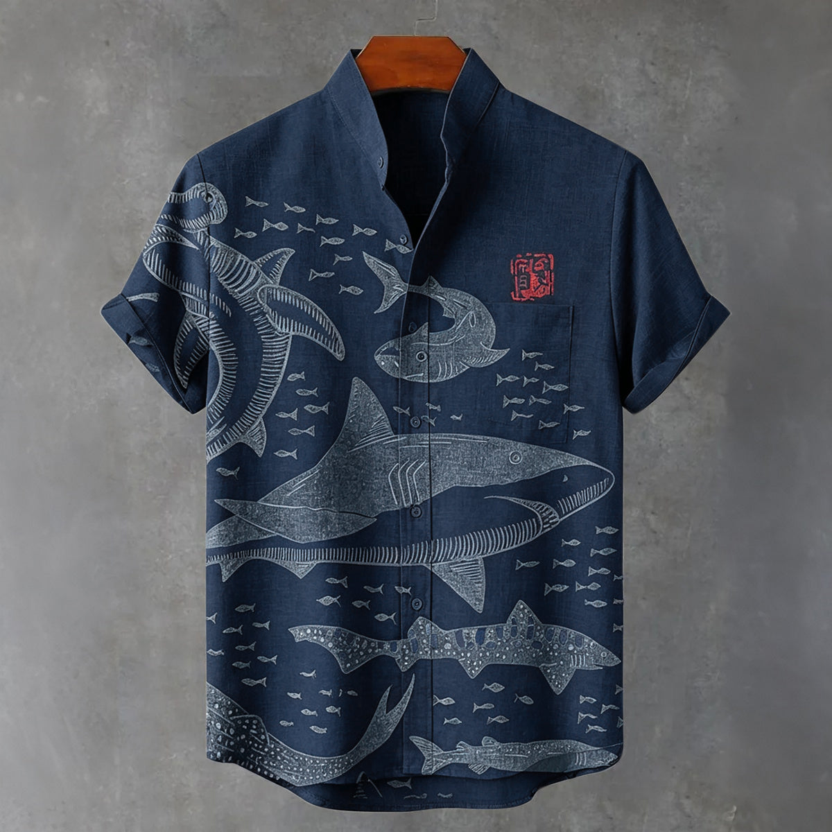 Ocean Shark Japan Art Print Casual Shirt