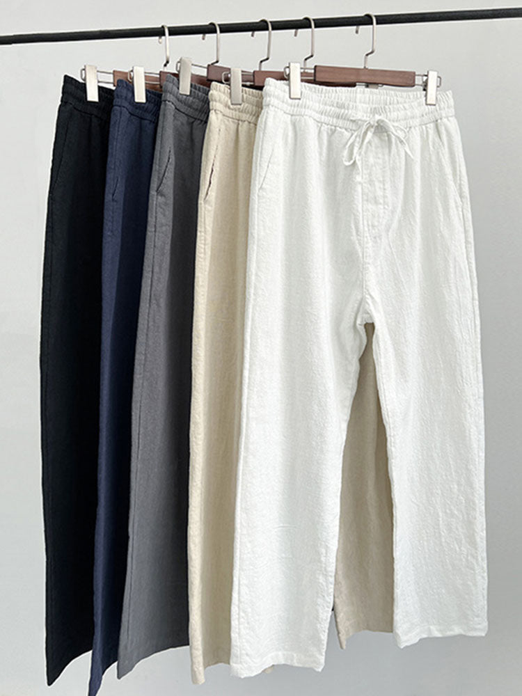Men's Vintage Elastic Waist Drawstring Casual Linen Pants