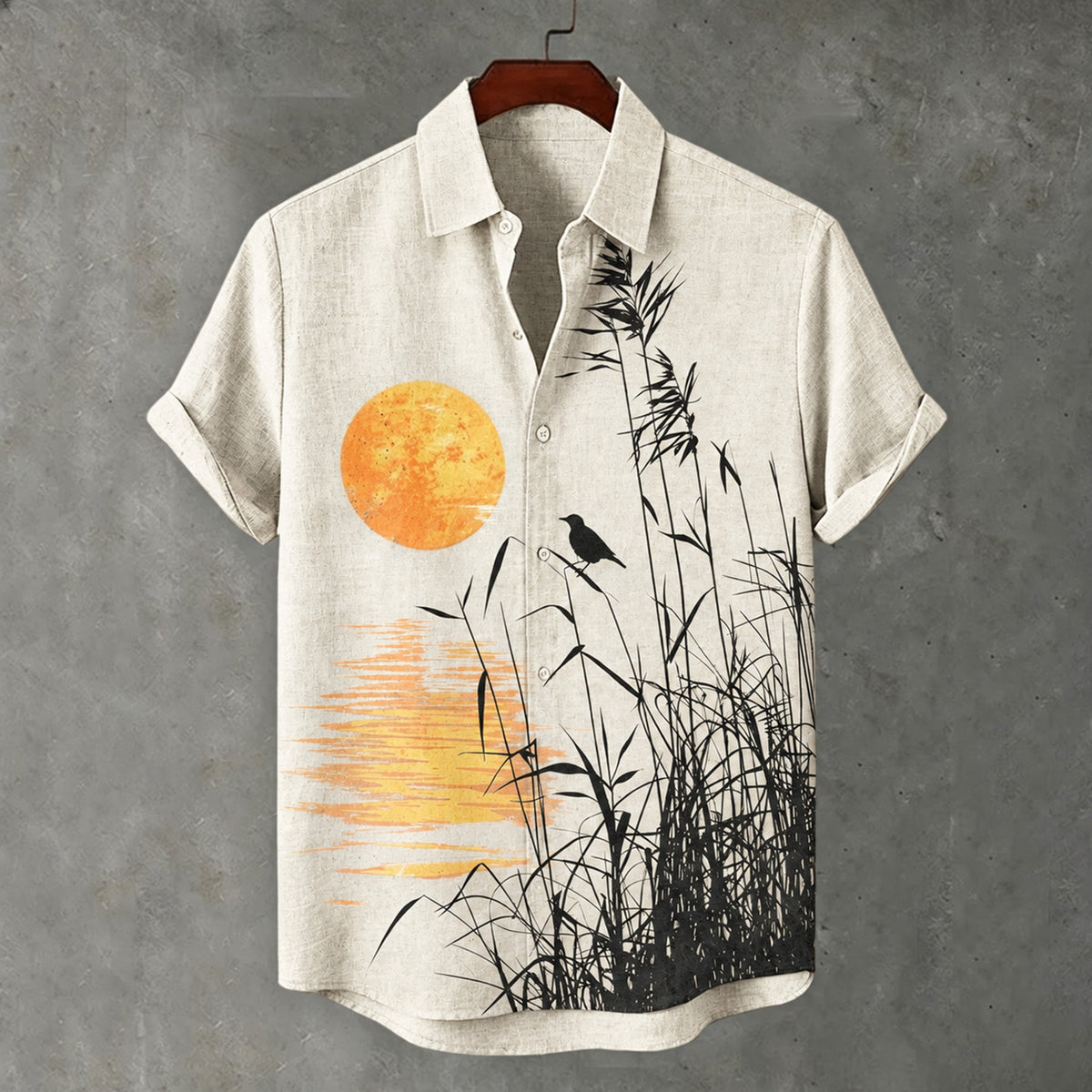 Men's Japanese-style Printed Casual Linen Blend Shirt