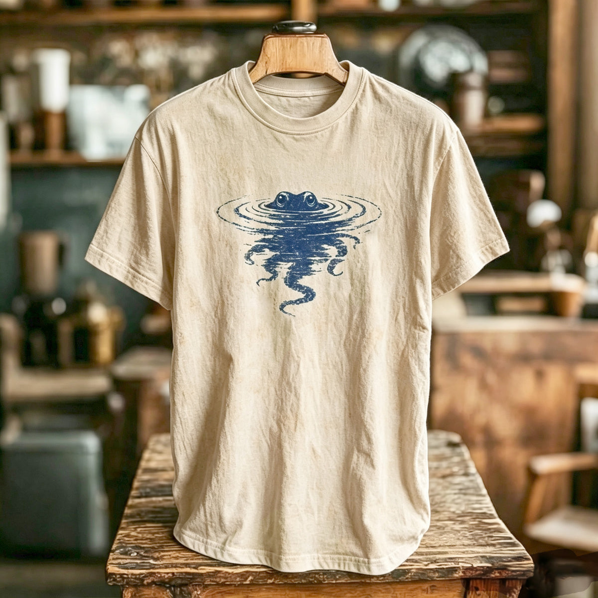 Men's Retro Octopus Reflection Vintage Art Print T-shirt