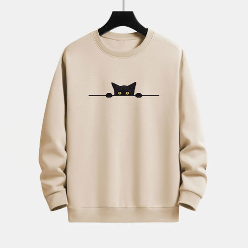 Men's Black Cat Print Vintage Sweatshirt