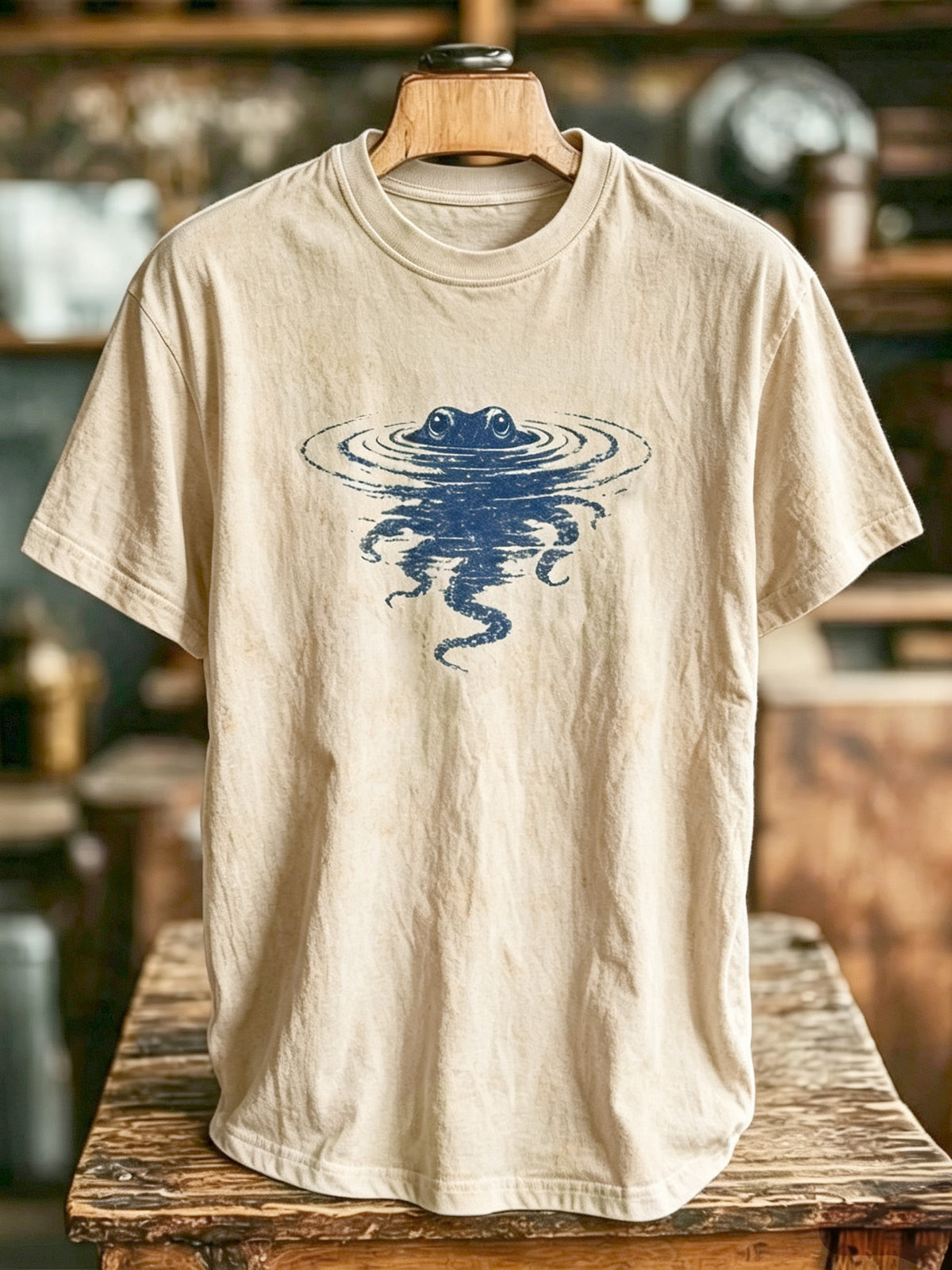 Men's Retro Octopus Reflection Vintage Art Print T-shirt
