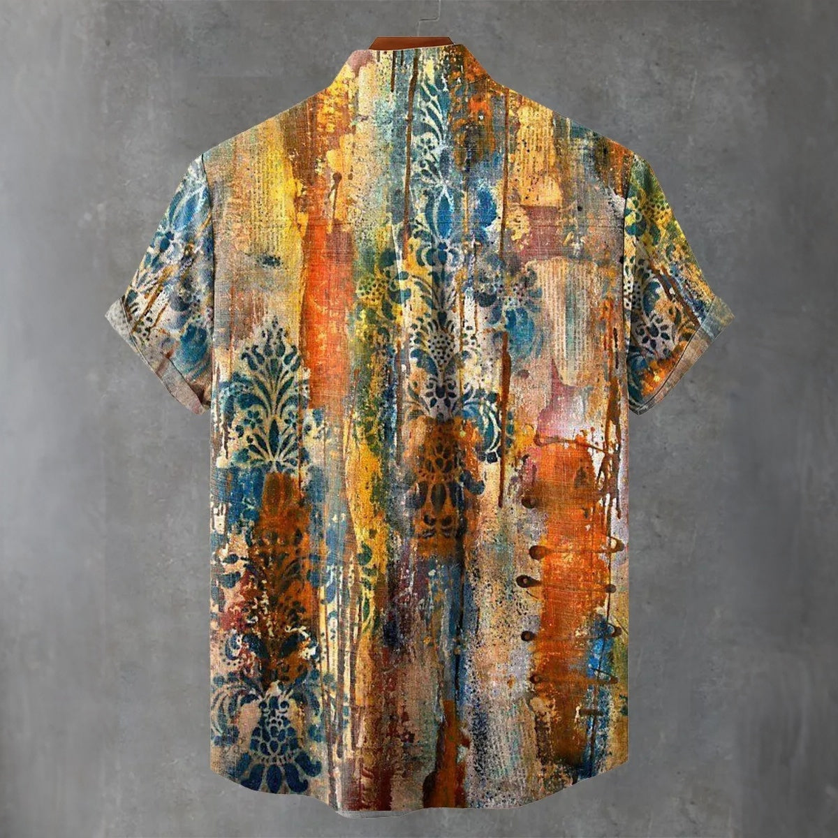 Men's Mottled Ethnic Style Distressed Pattern Vintage Print Casual Shirt