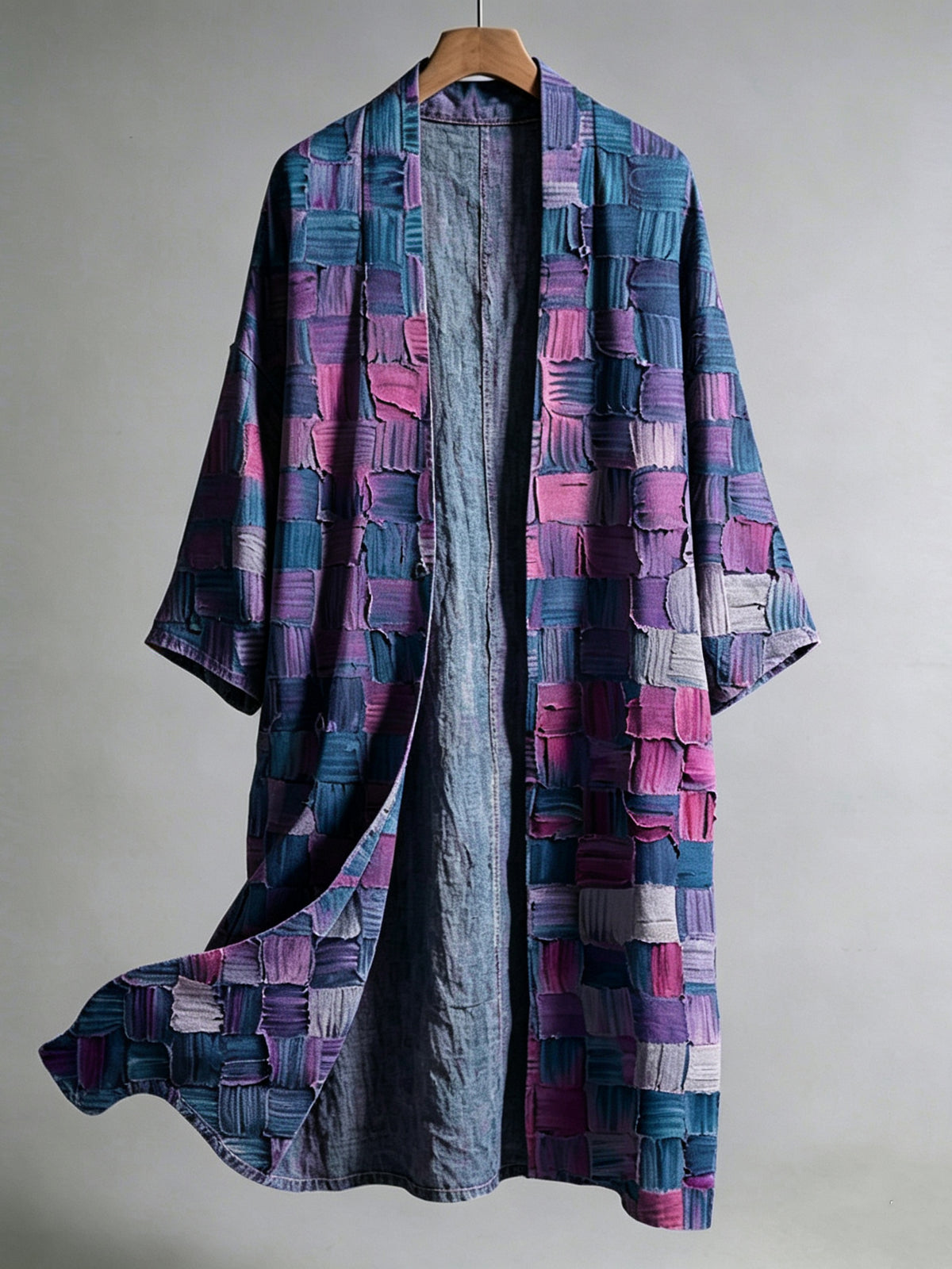 Men's Abstract Geometric Art Pattern Linen Long Cardigan