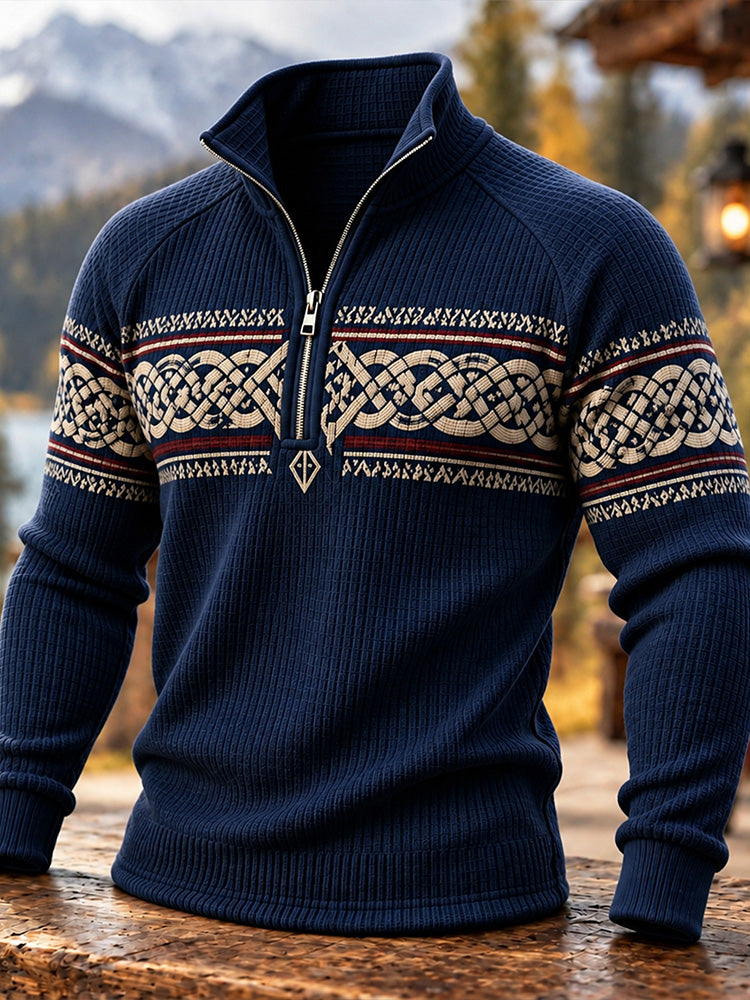 Men's Celtic Knot Nordic Quarter Zip Waffle Sweatshirt