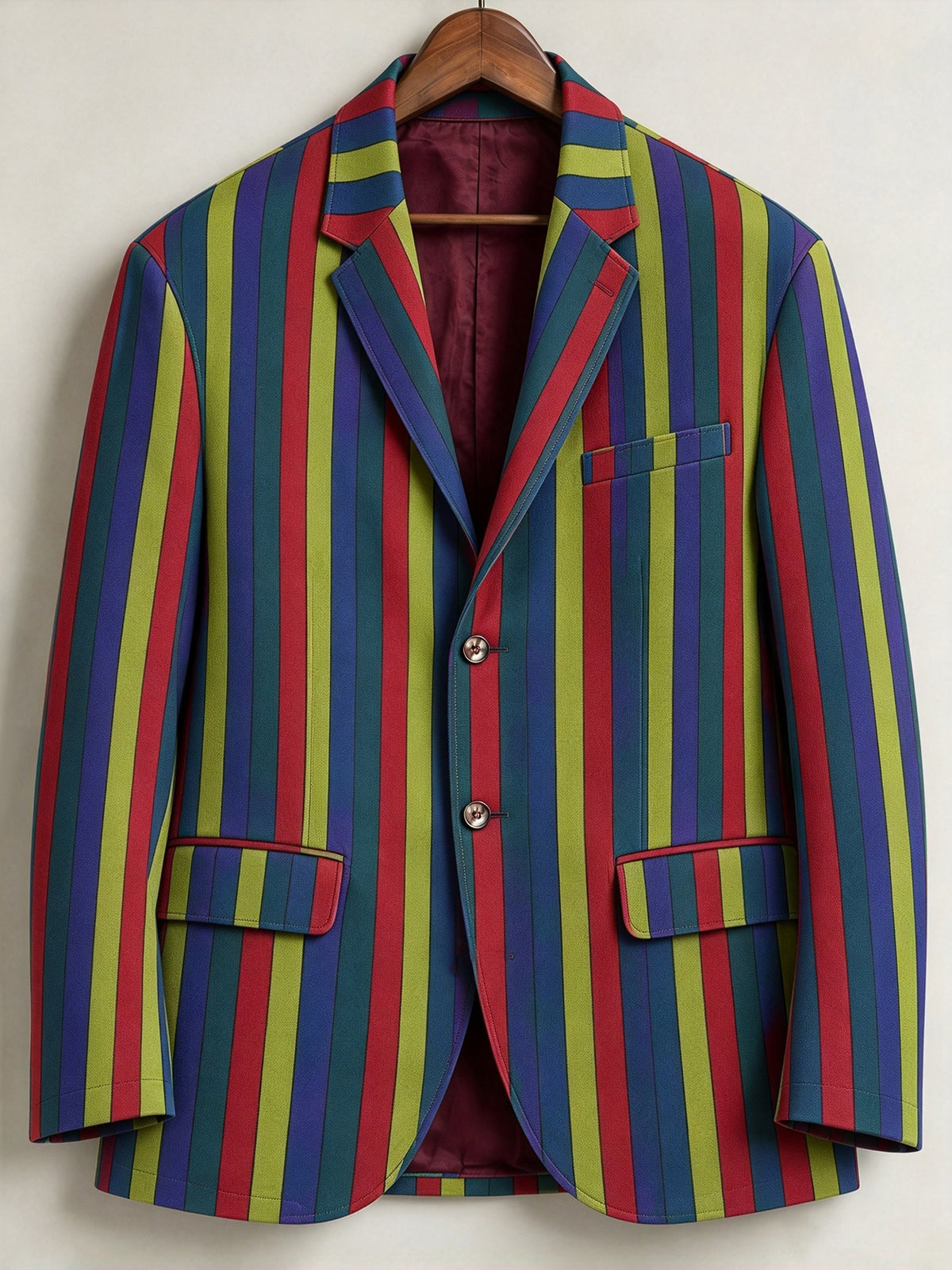 Men's Retro Abstract Stripe Print Casual Blazer