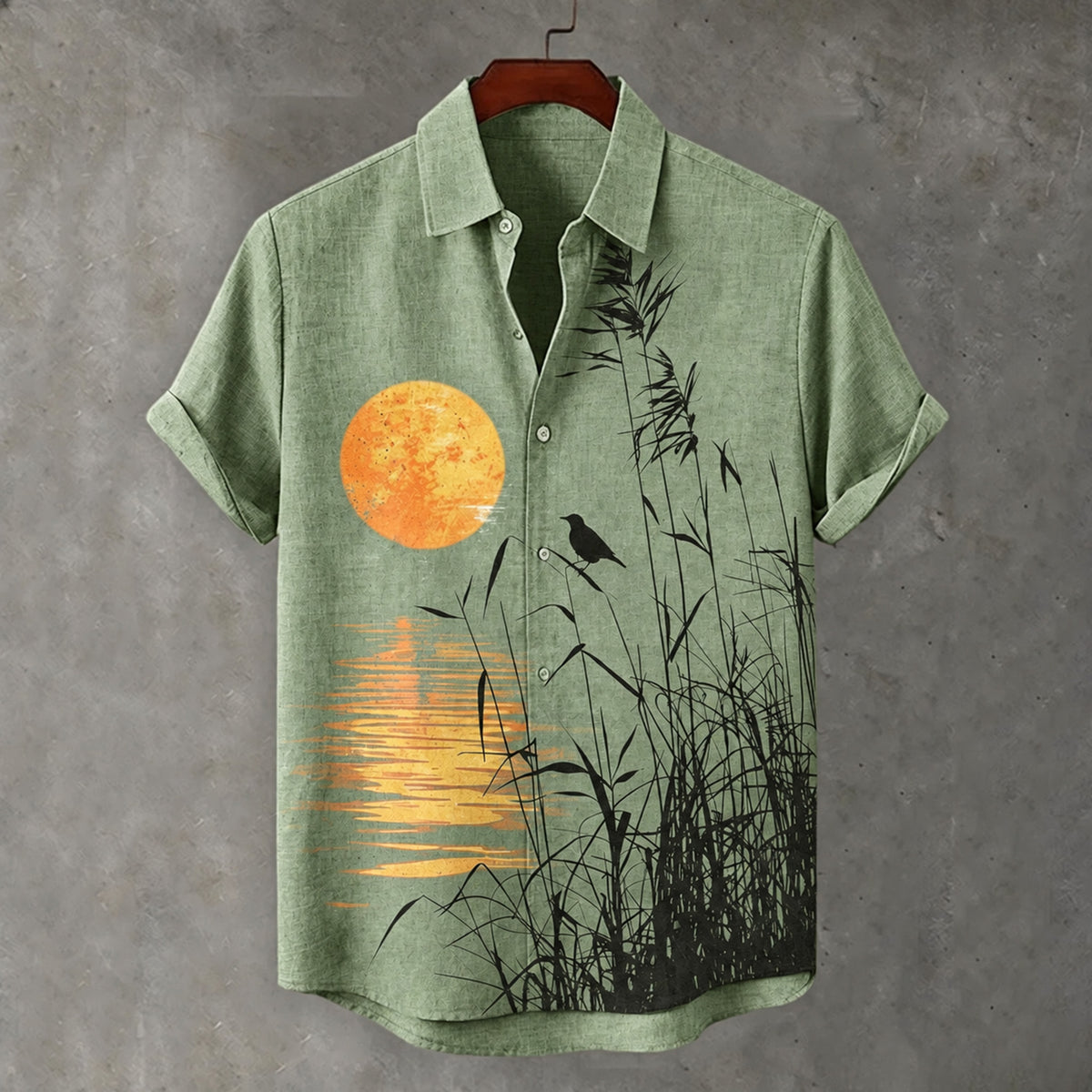 Men's Japanese-style Printed Casual Linen Blend Shirt
