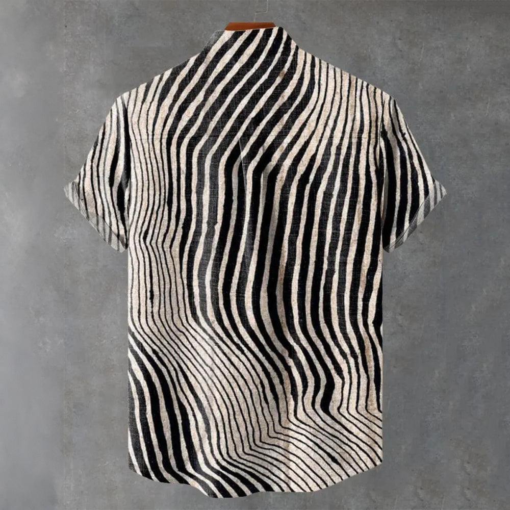 Retro Zebra Pattern Striped Print Casual Shirt