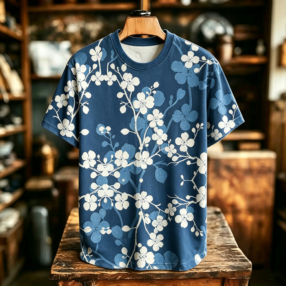 Men's Retro Floral Art Print Casual T-shirt
