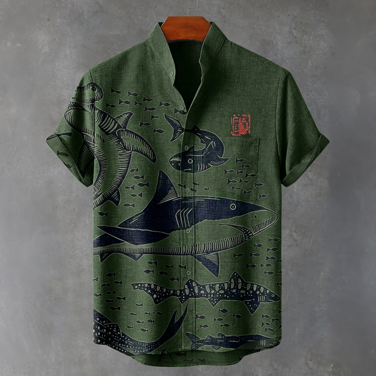 Ocean Shark Japan Art Print Casual Shirt