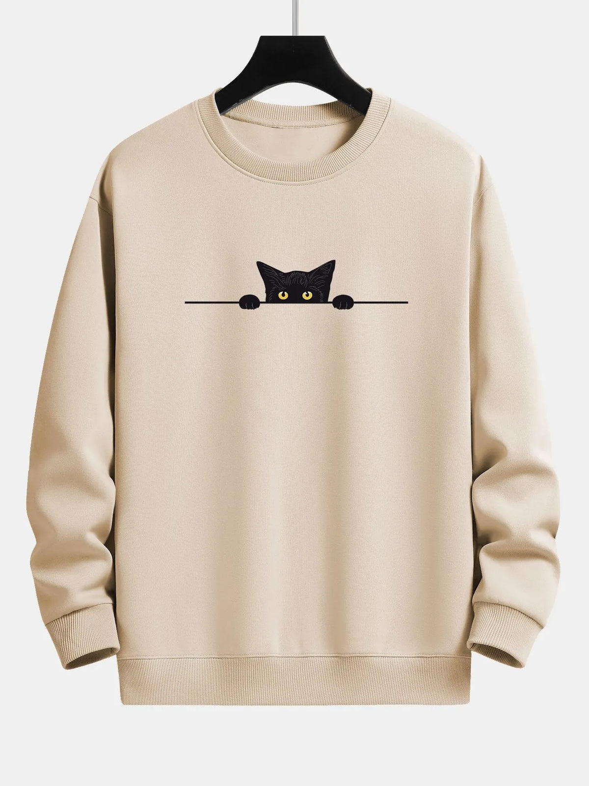 Men's Black Cat Print Vintage Sweatshirt