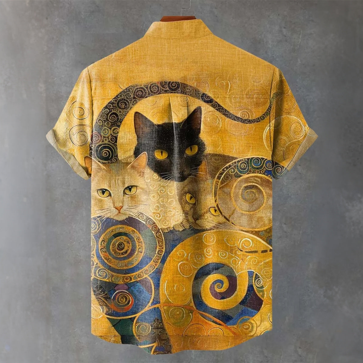 Three Cats Art Abstract Circles Print Casual Shirt