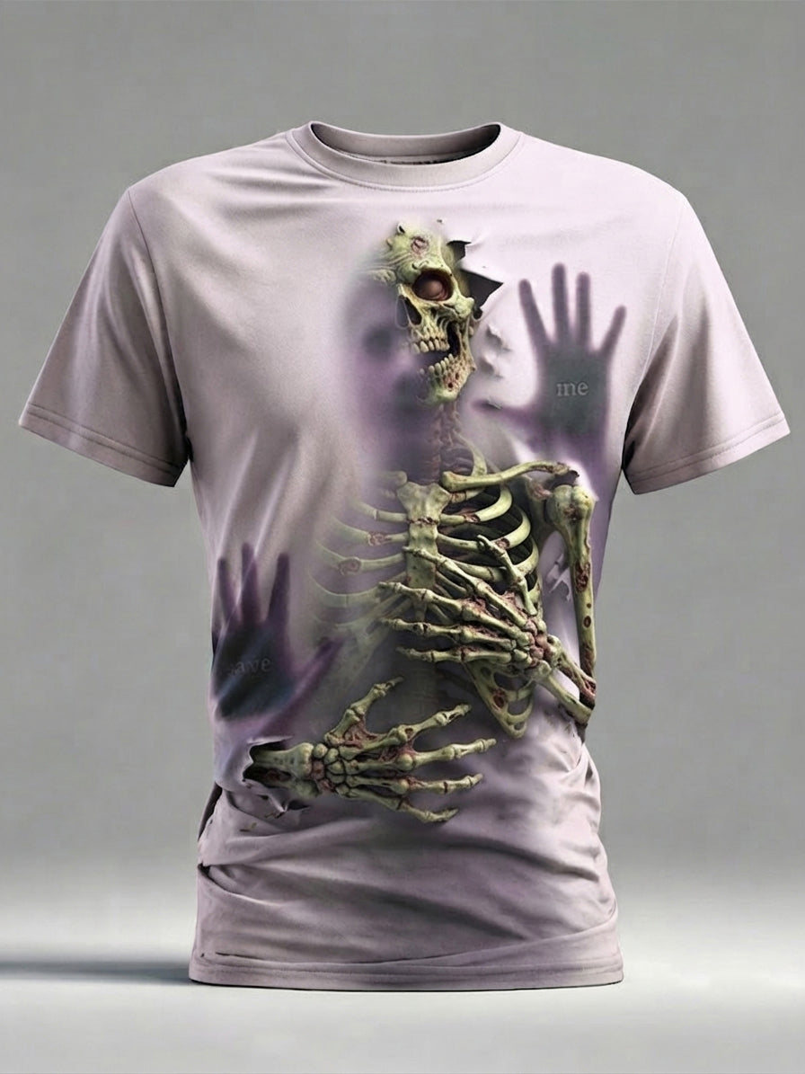 Men's Retro Halloween Optical Illusion Pattern Casual T-shirt