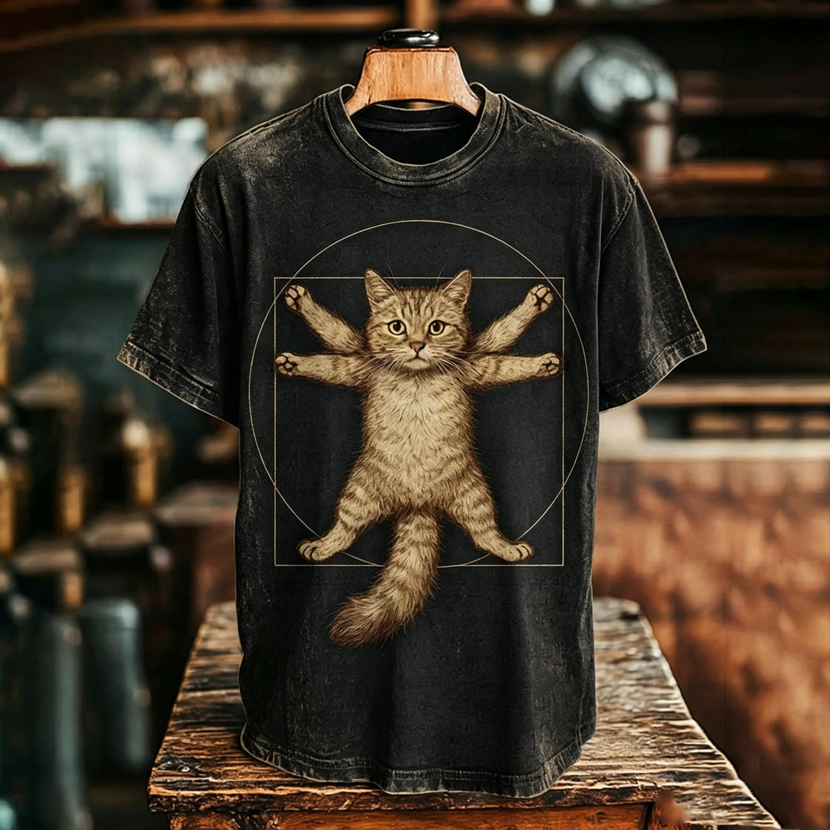 Men's Golden Ratio Cat Art Print T-shirt