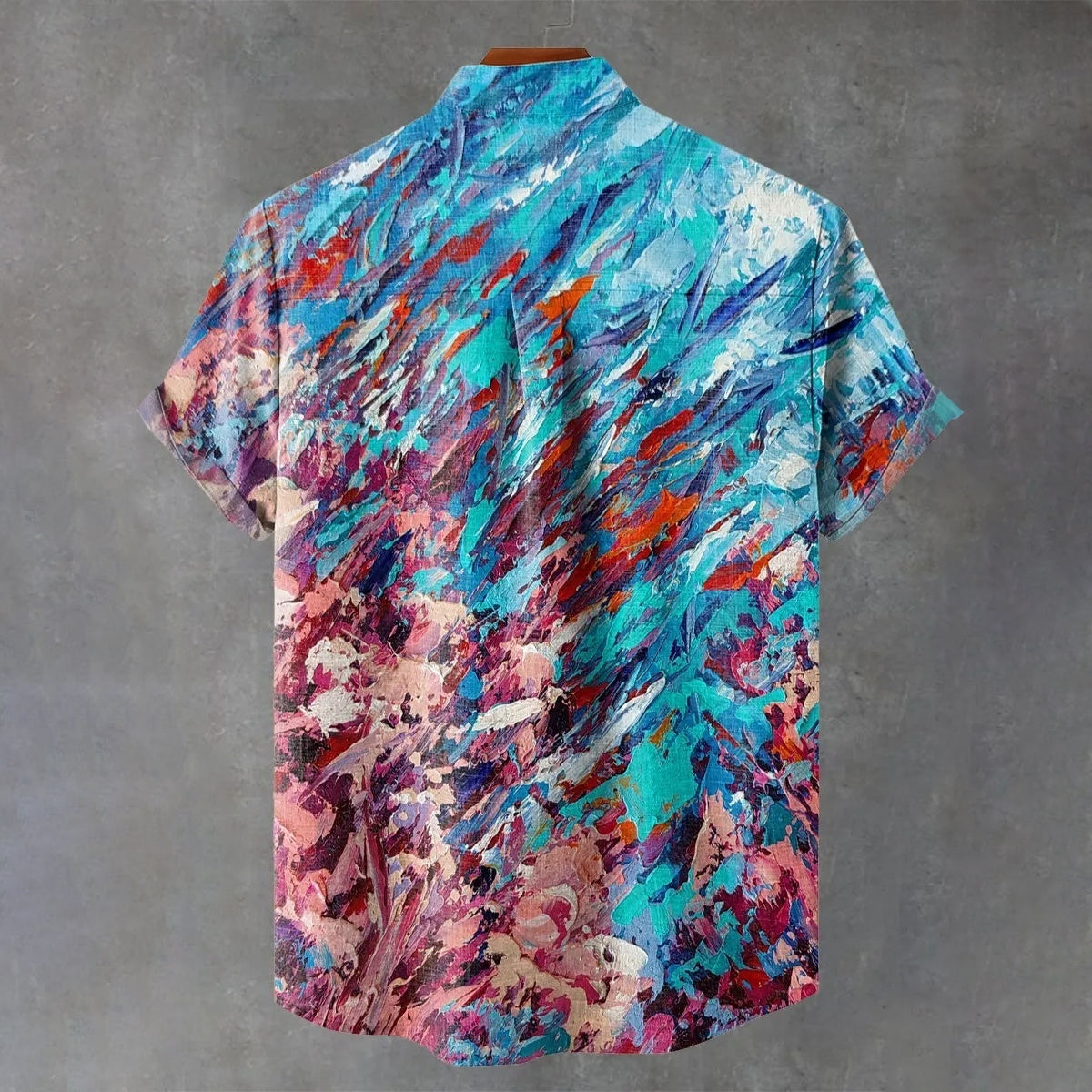 Pink Coral Painting Fish Underwater Art Abstract Print Casual Shirt
