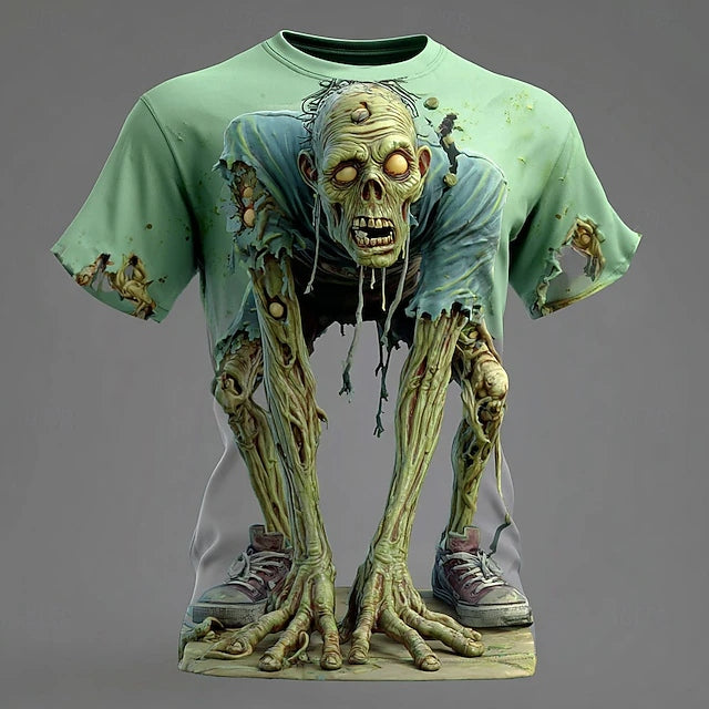 Men's Halloween Optical Illusion Zombies 3d Short Sleeve T-shirt