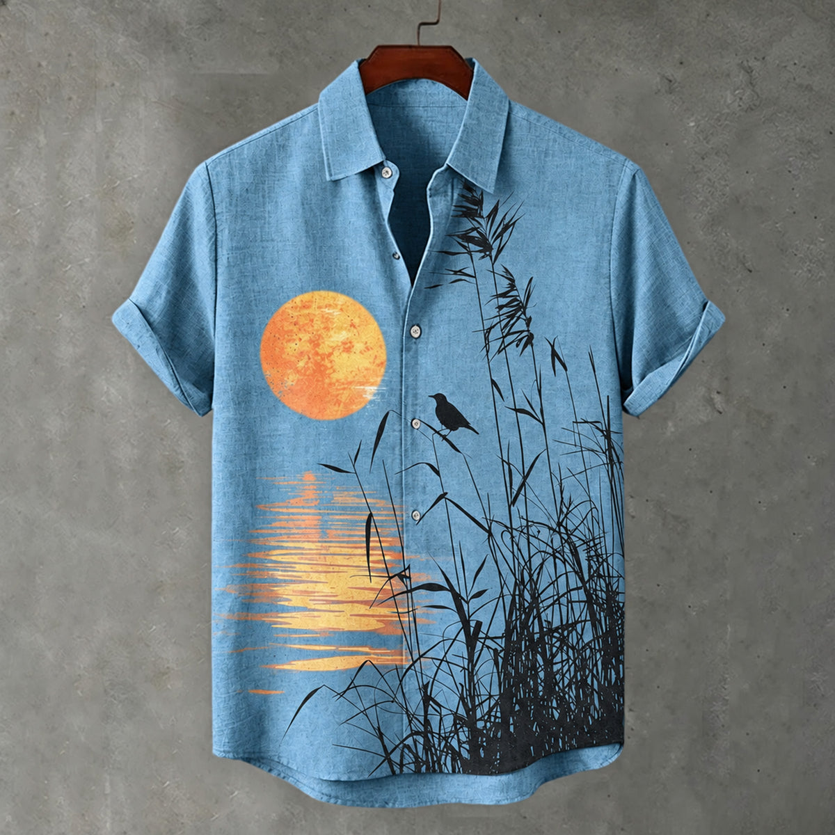 Men's Japanese-style Printed Casual Linen Blend Shirt
