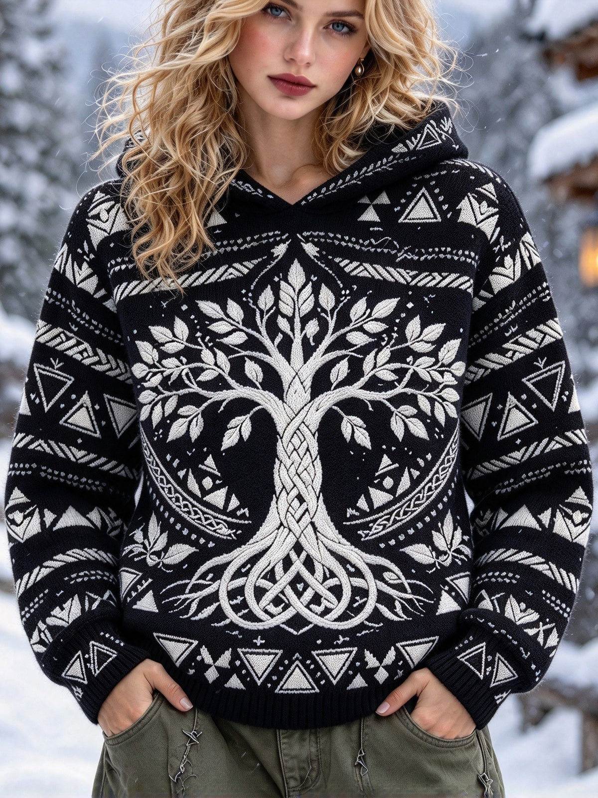 Women's Vintage Tree Of Life And Celtic Knot Print Sweater
