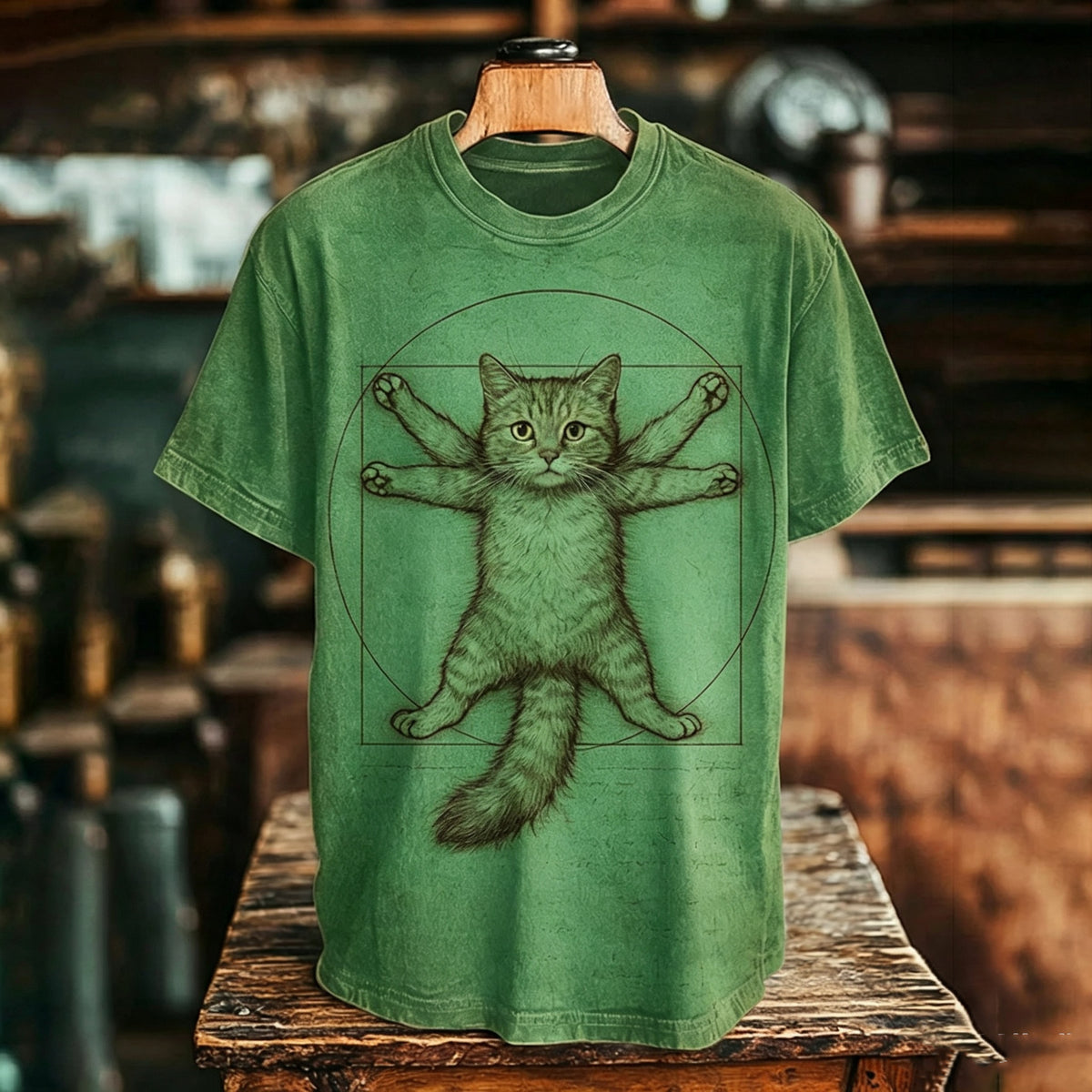 Men's Golden Ratio Cat Art Print T-shirt
