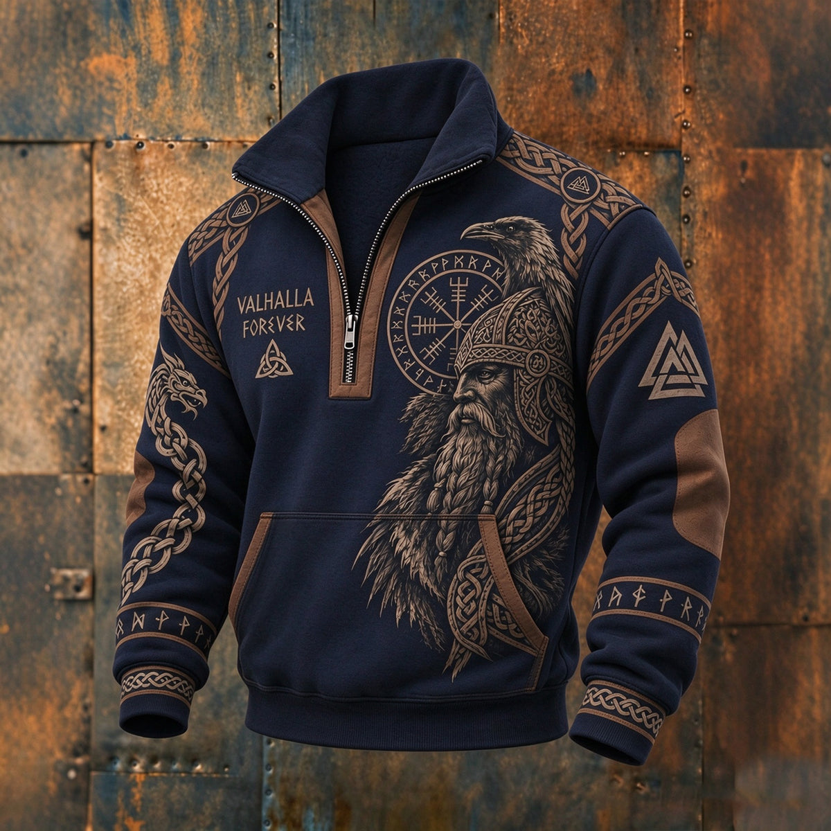 Men's Retro Viking Print Sweatshirt