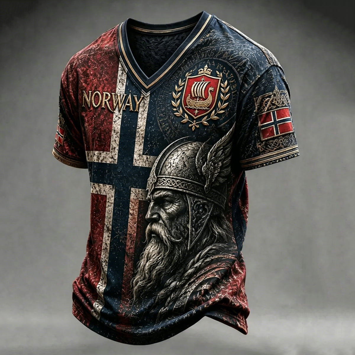 Men's Retro Norway Nordic Style Print Casual T-shirt