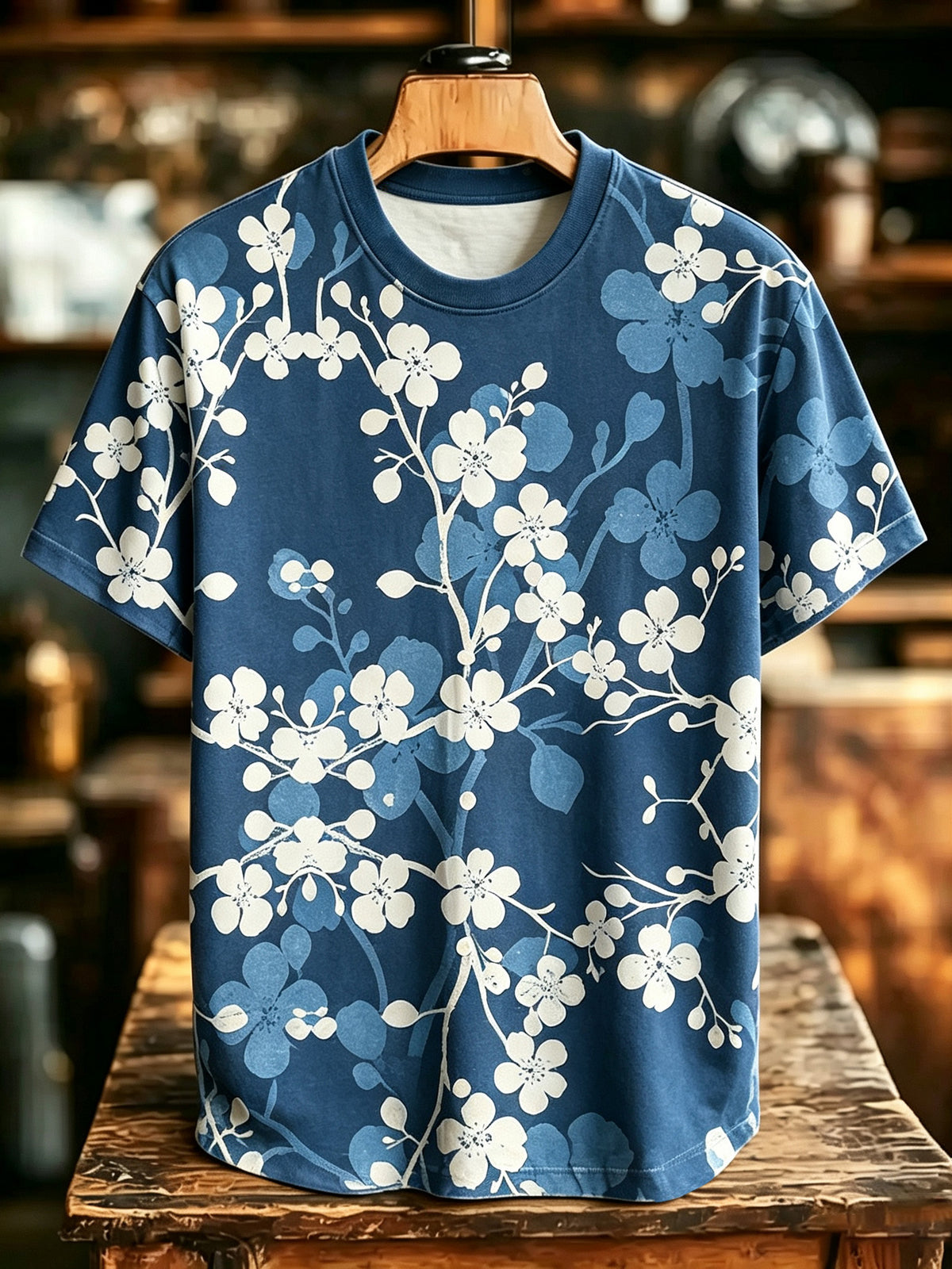 Men's Retro Floral Art Print Casual T-shirt