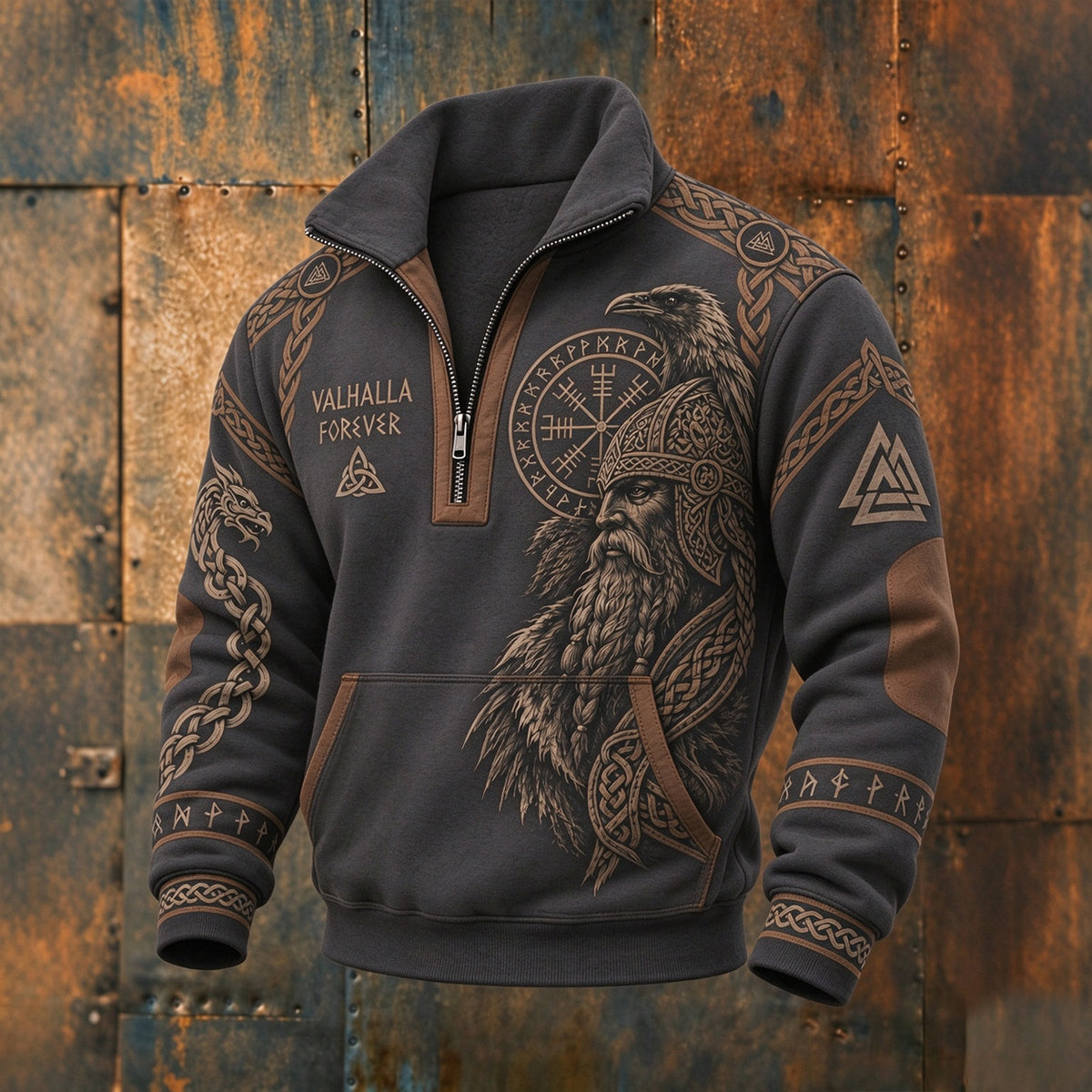 Men's Retro Viking Print Sweatshirt