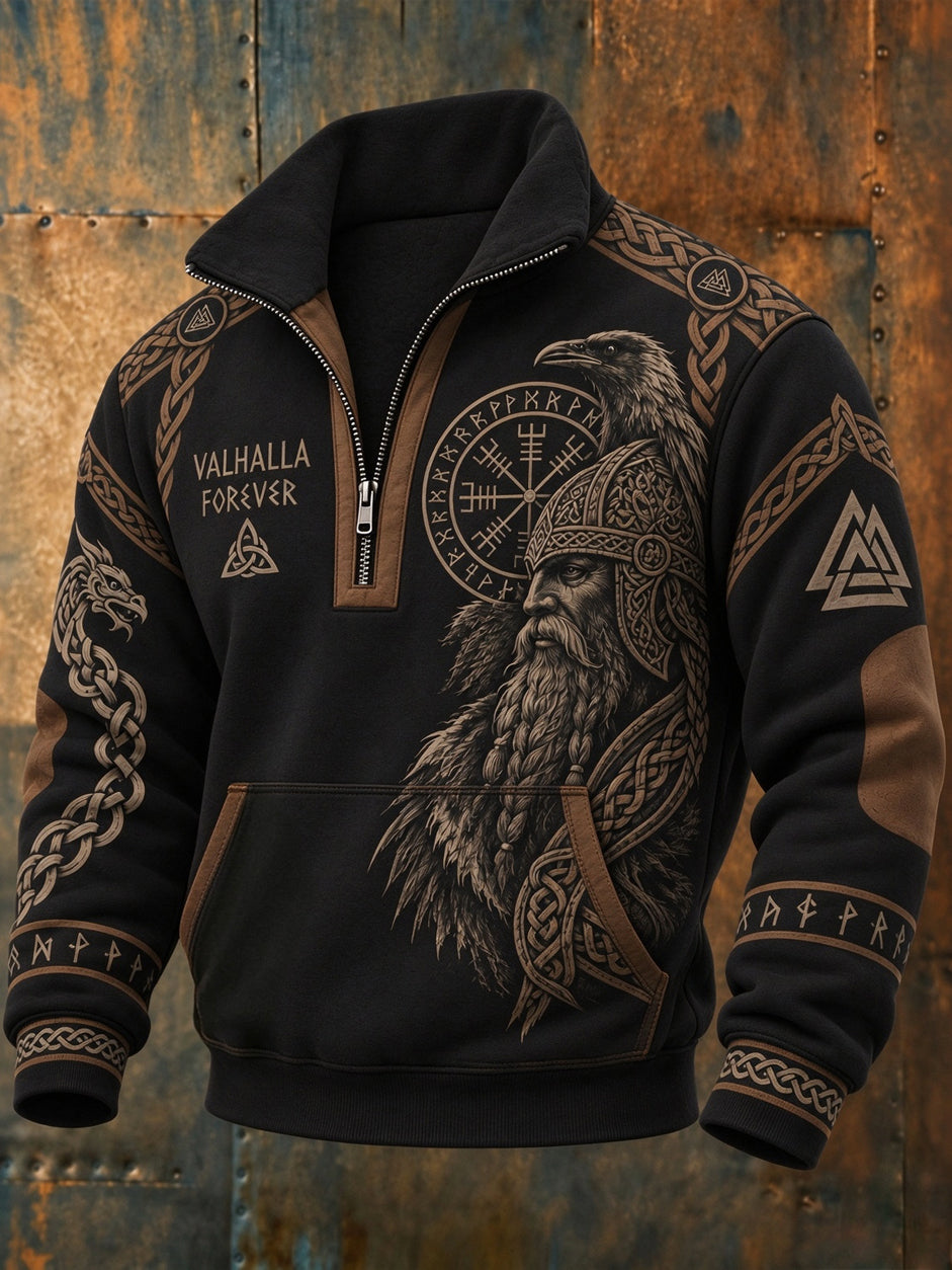 Men's Retro Viking Print Sweatshirt