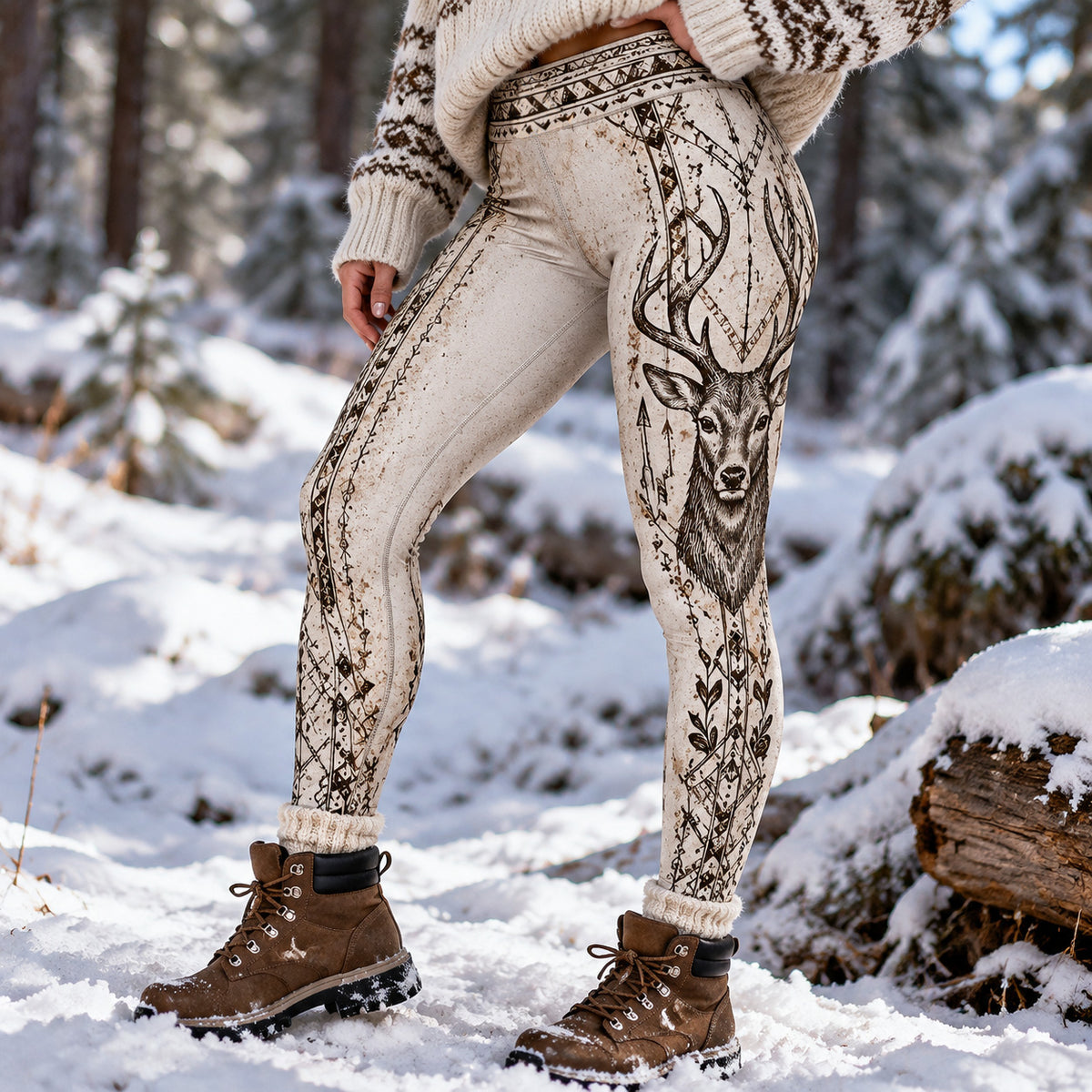 Women's Vintage Deer-print Leggings