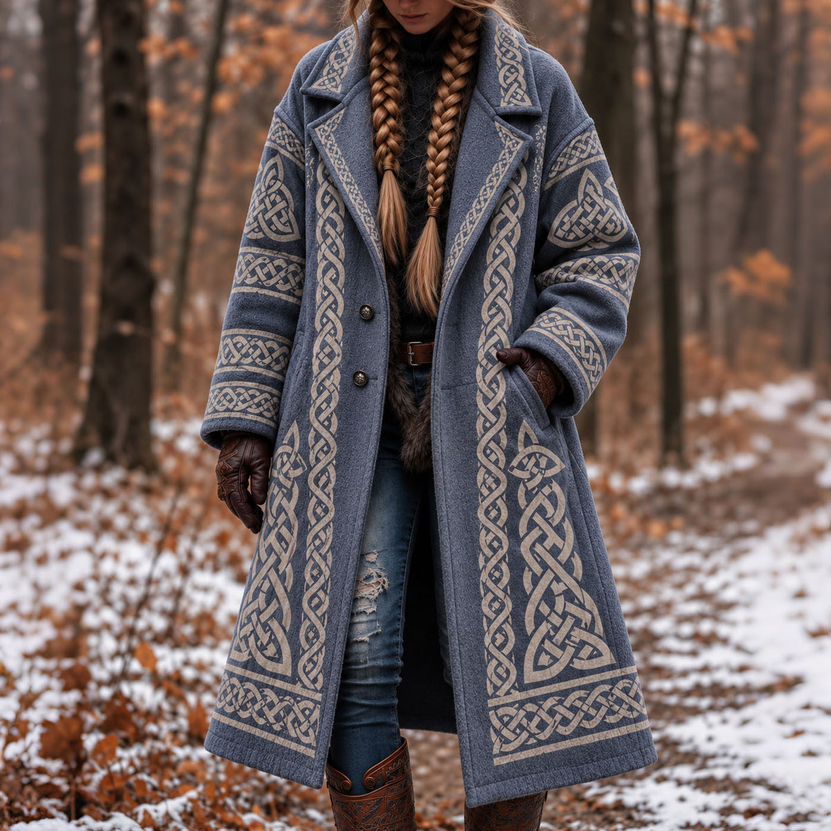 Women's Vintage Viking Celtic Knot Motif Coat