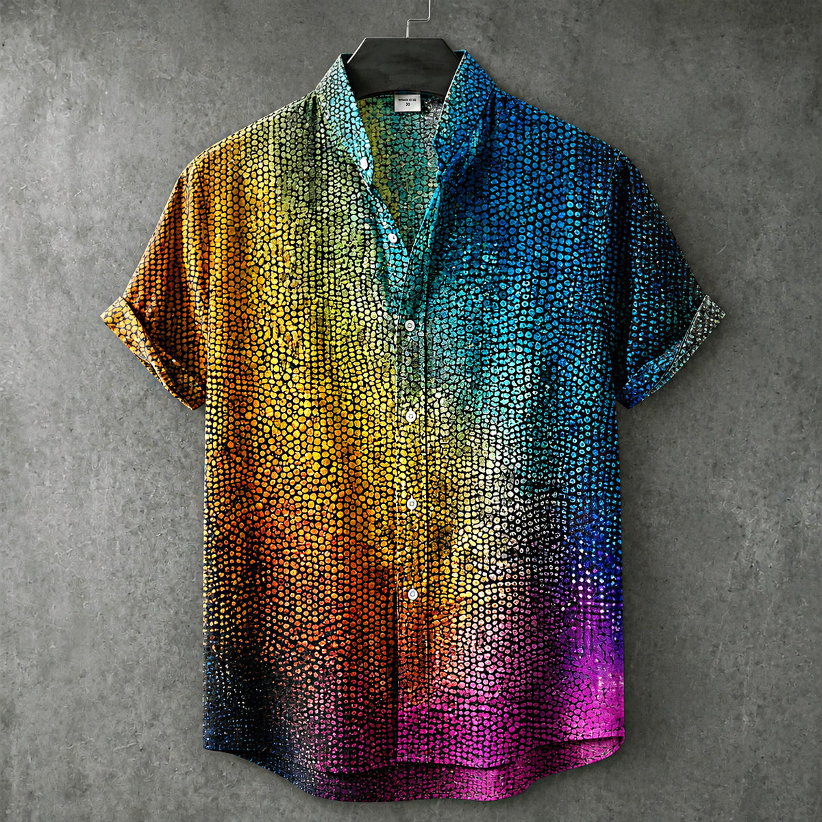 Men's Retro Hippie Style Printed Cotton Linen Short-sleeve Shirt