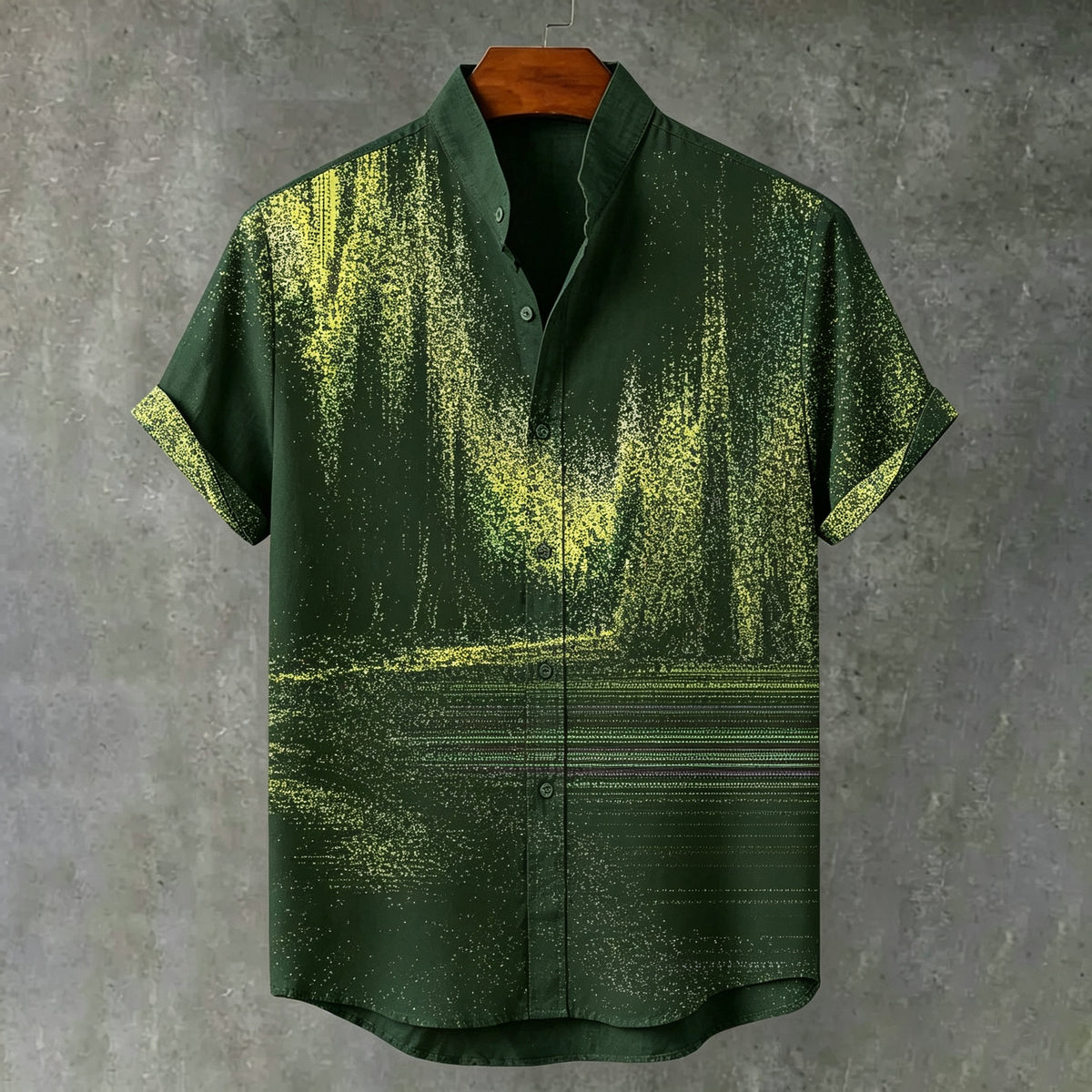 Men's Retro Abstract Art Print Linen Blend Shirt