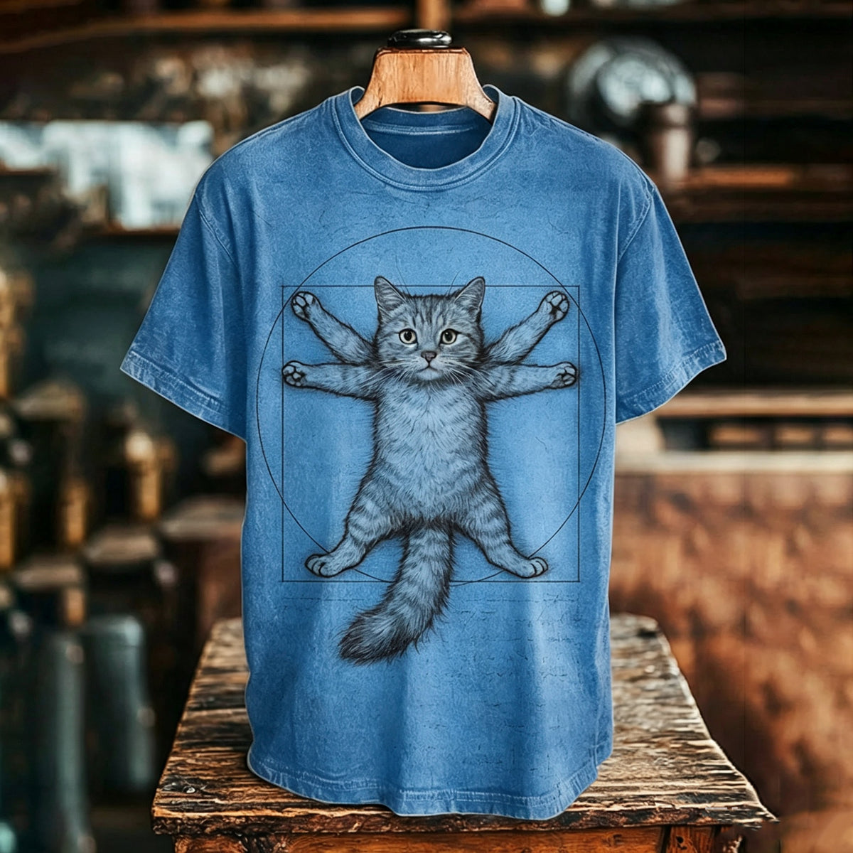 Men's Golden Ratio Cat Art Print T-shirt